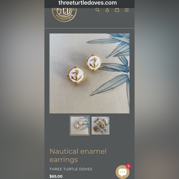 Vintage Anchor Cream/Gold Pierced Earrings - Picture 5 of 6